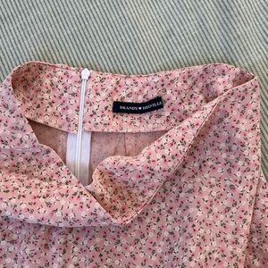 Brandy Melville Pink Floral Mini Skirt